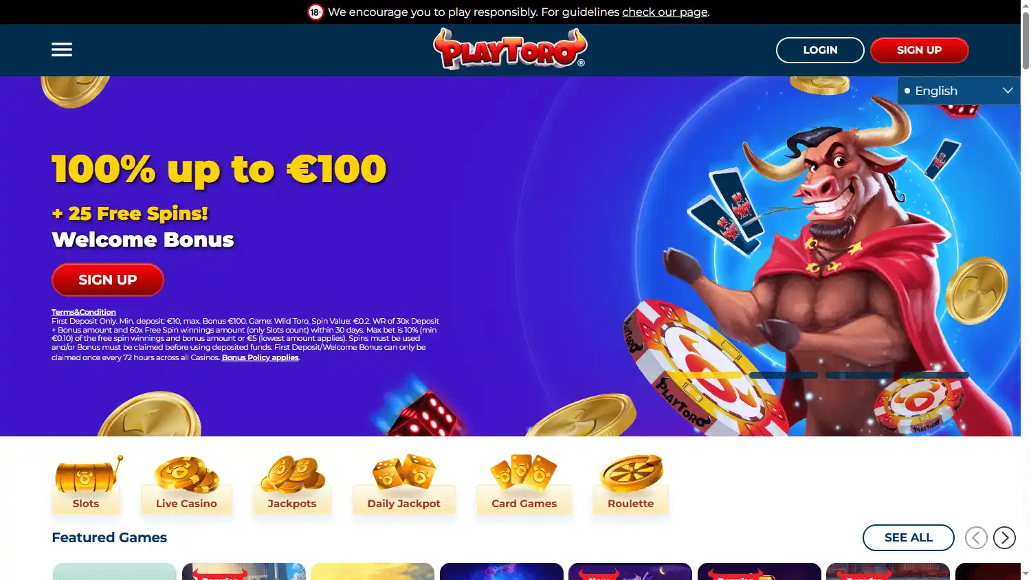 PlayToro Casino ES screenshot 2