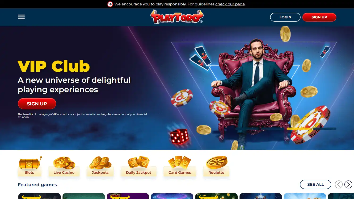 PlayToro Casino UK screenshot 1