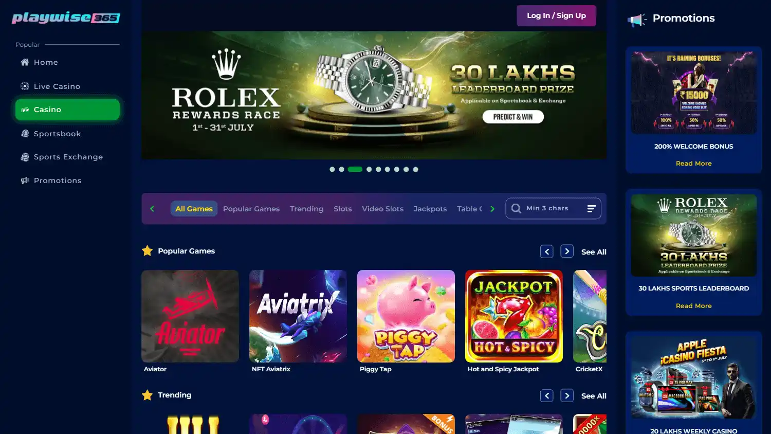 PlayWise365 Casino screenshot 2