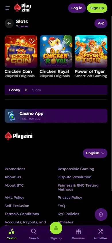 Playzini Casino screenshot 4