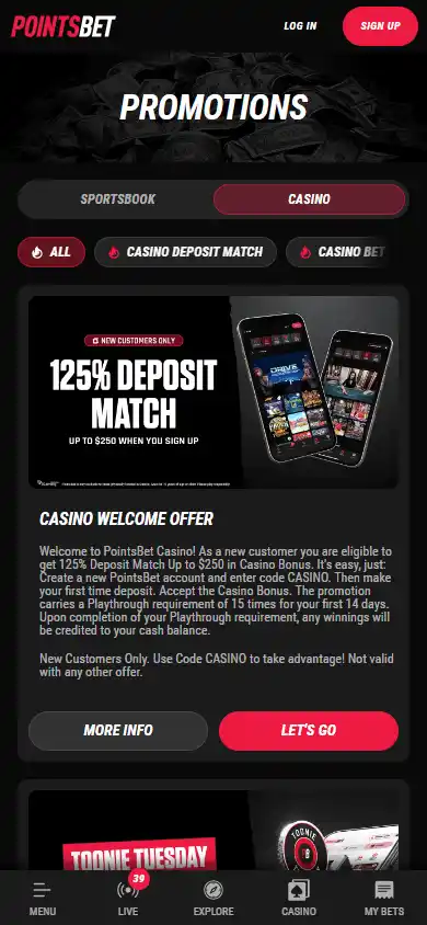 PointsBet Casino Ontario screenshot 6