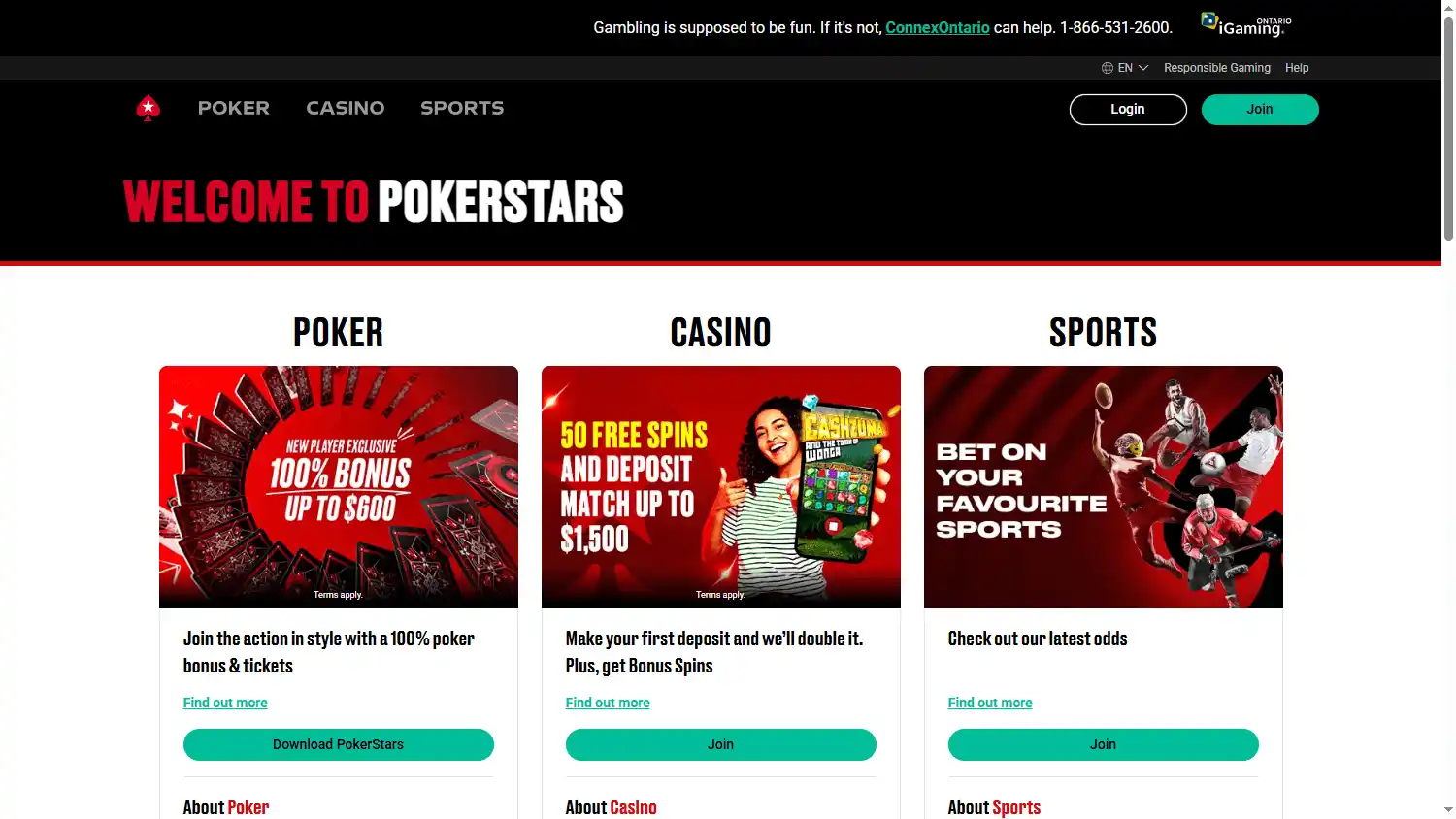 PokerStars Casino Ontario screenshot 1