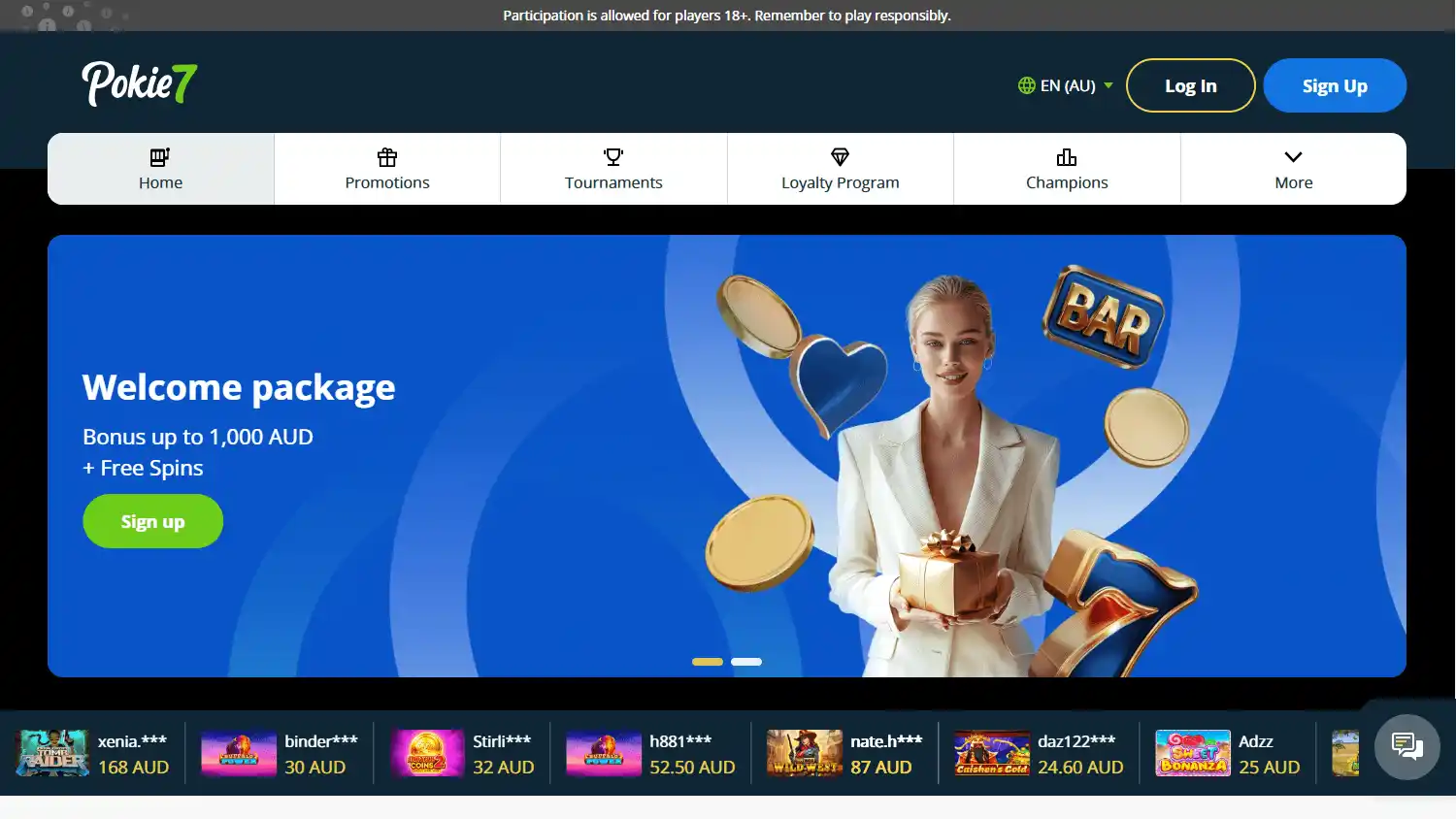 Pokie7 Casino screenshot 1