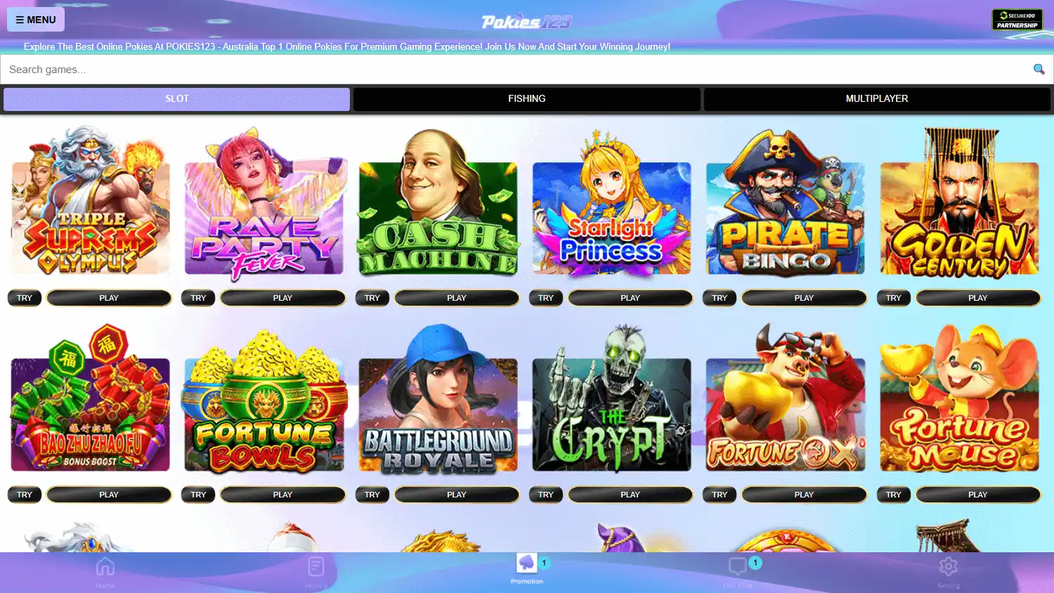 Pokies123 Casino screenshot 2