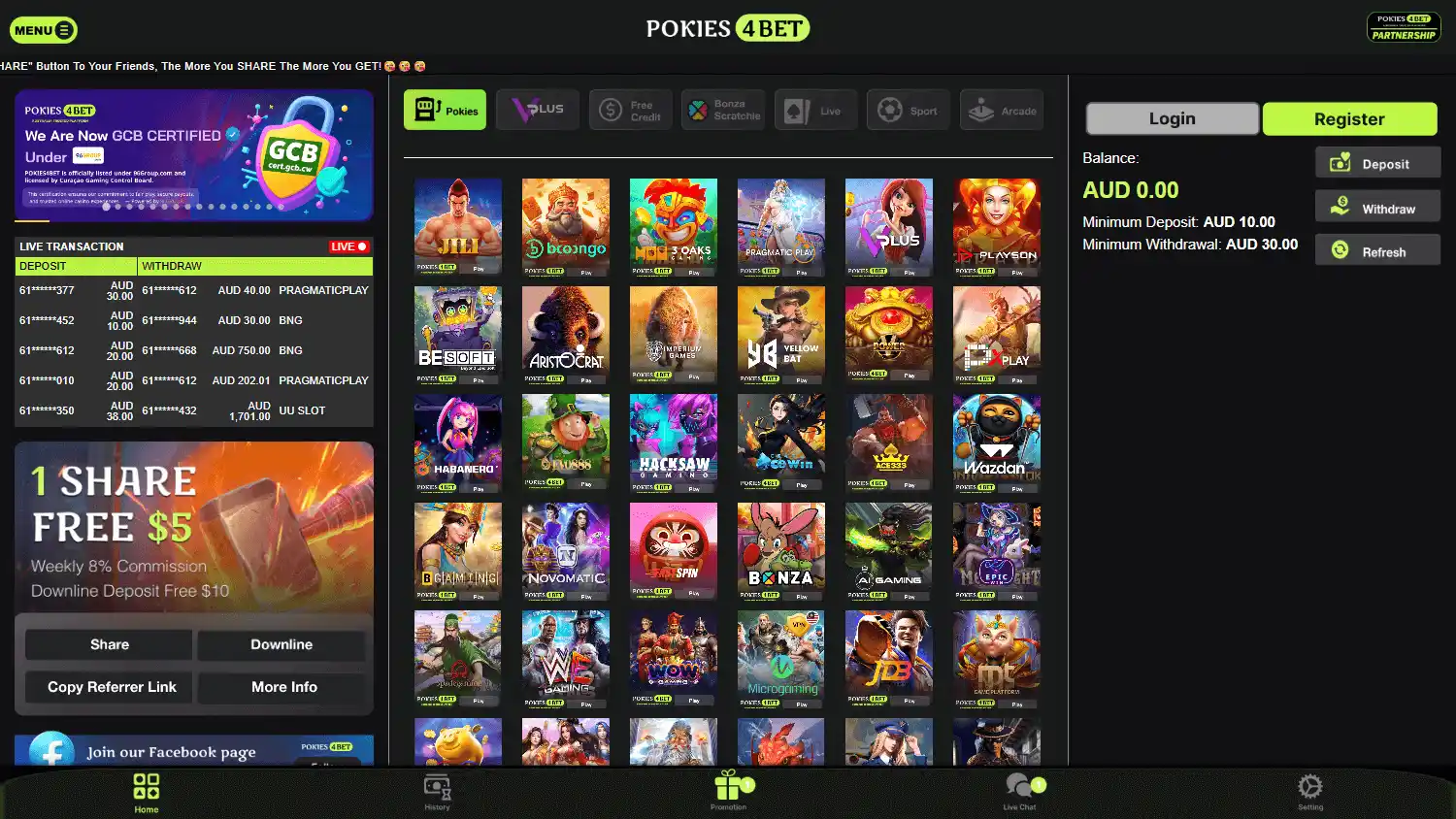 Pokies4Bet Casino screenshot 1