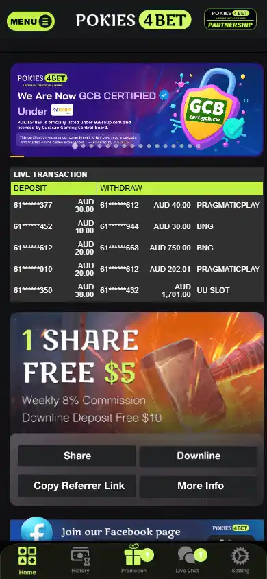 Pokies4Bet Casino screenshot 3