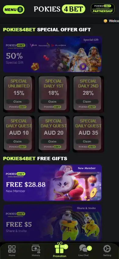 Pokies4Bet Casino screenshot 4