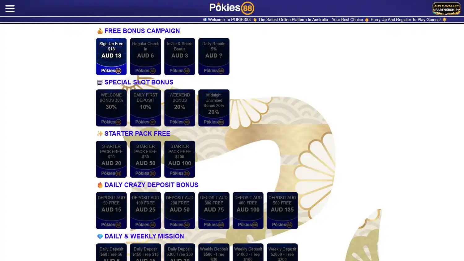 Pokies88 Casino screenshot 1