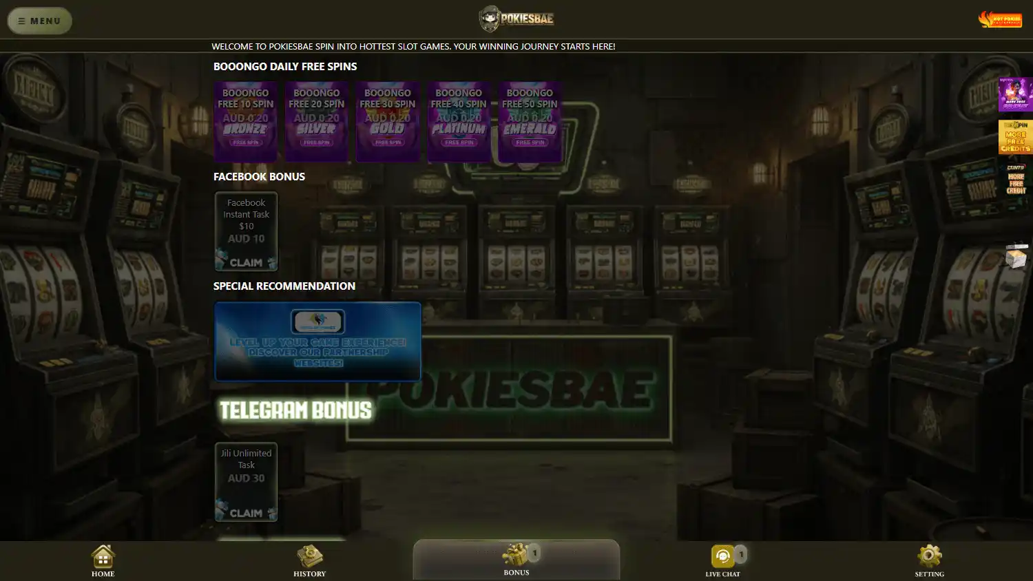 PokiesBae Casino screenshot 2