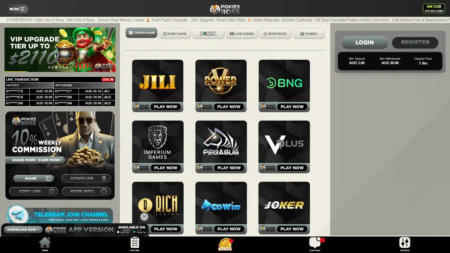 PokiesBoss Casino screenshot 1