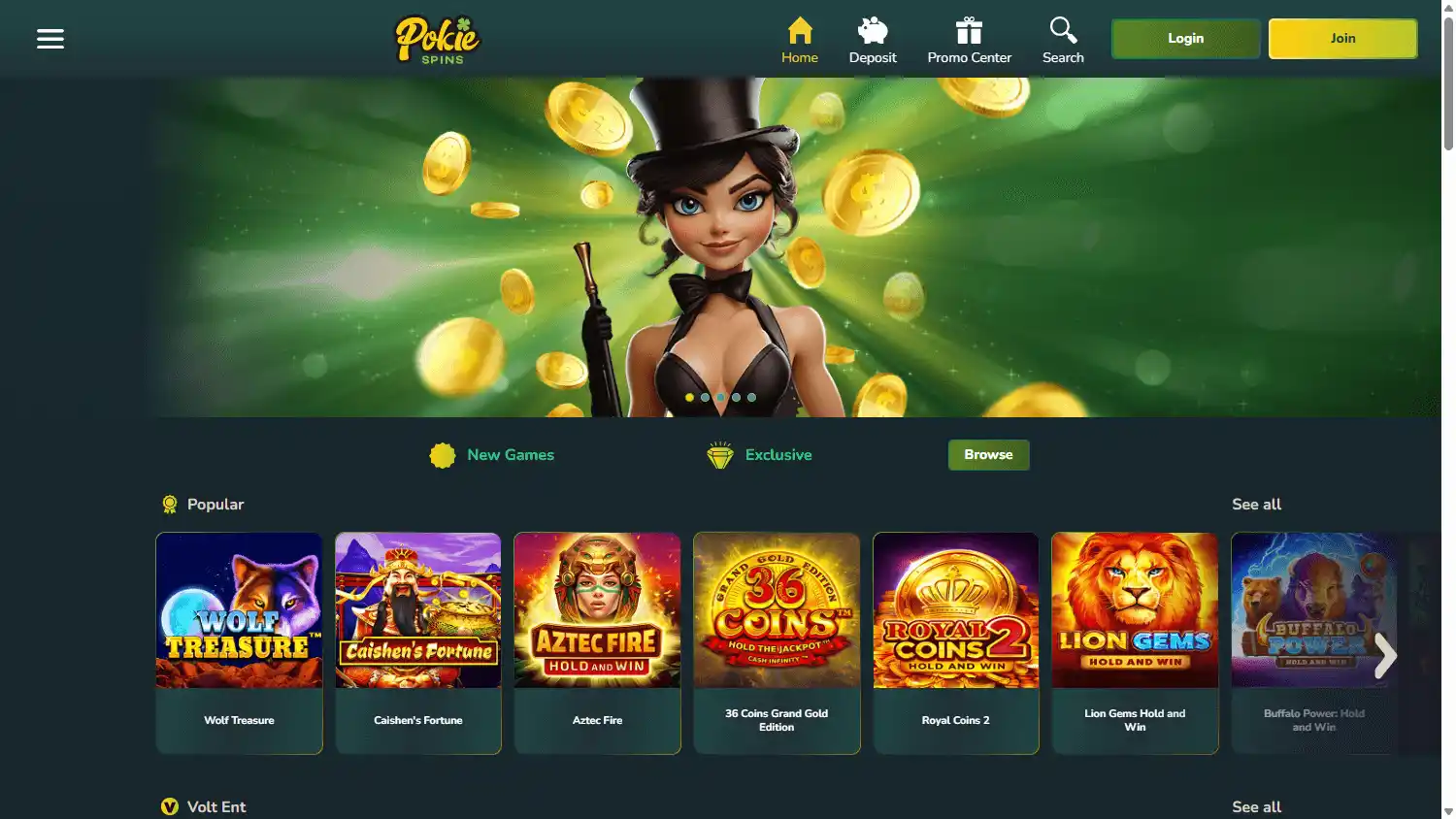 PokieSpins Casino screenshot 1