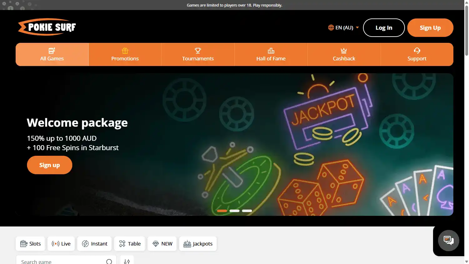 PokieSurf Casino screenshot 1