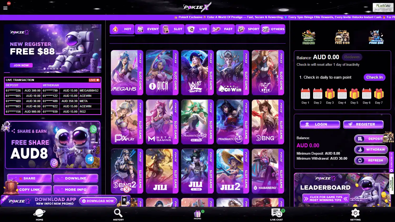 PokieX Casino screenshot 1