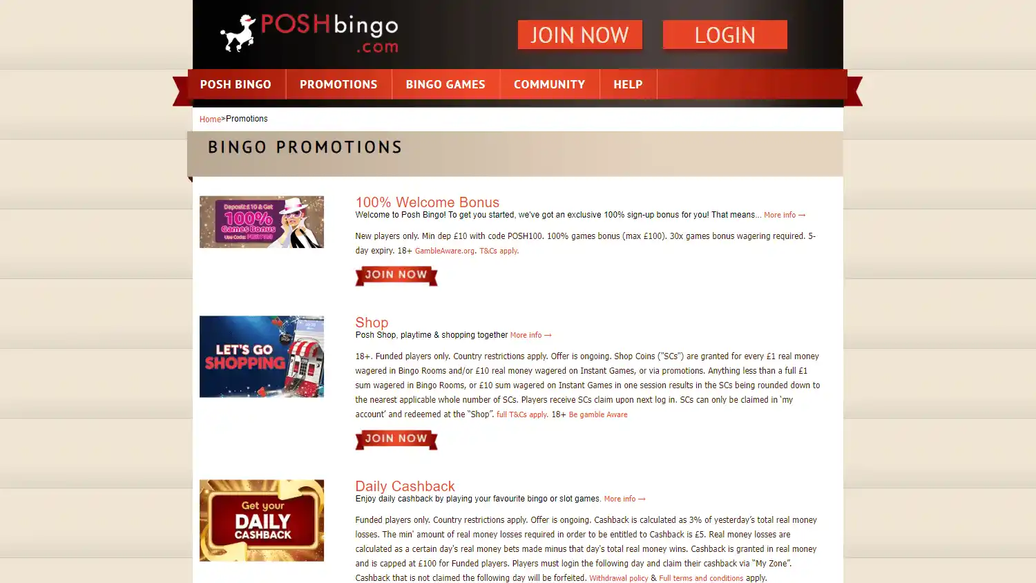 Posh Bingo Casino screenshot 2