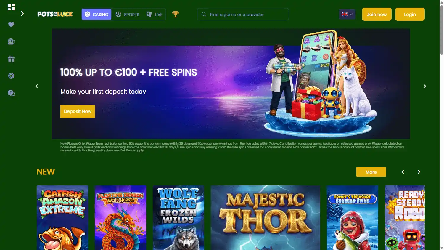 PotsOfLuck Casino screenshot 1