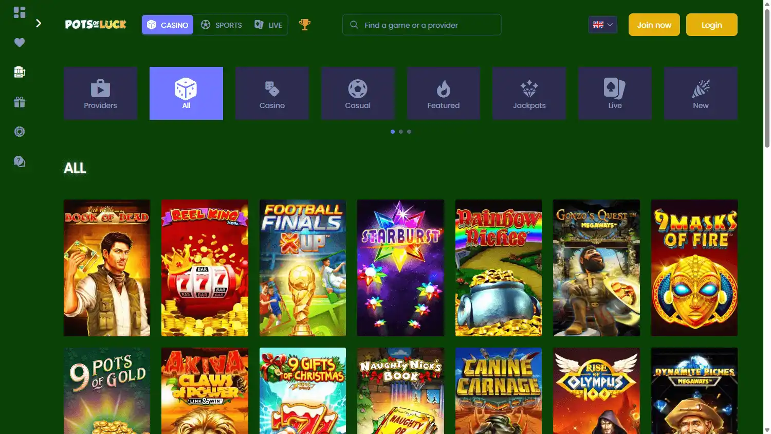 PotsOfLuck Casino screenshot 2