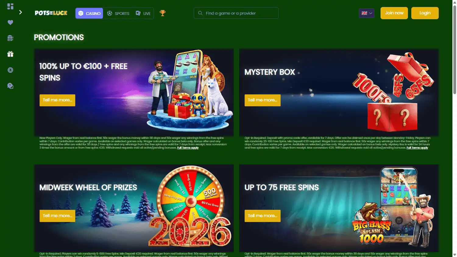 PotsOfLuck Casino screenshot 3