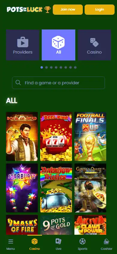 PotsOfLuck Casino screenshot 5