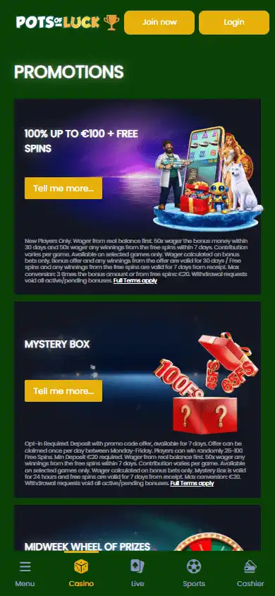 PotsOfLuck Casino screenshot 6