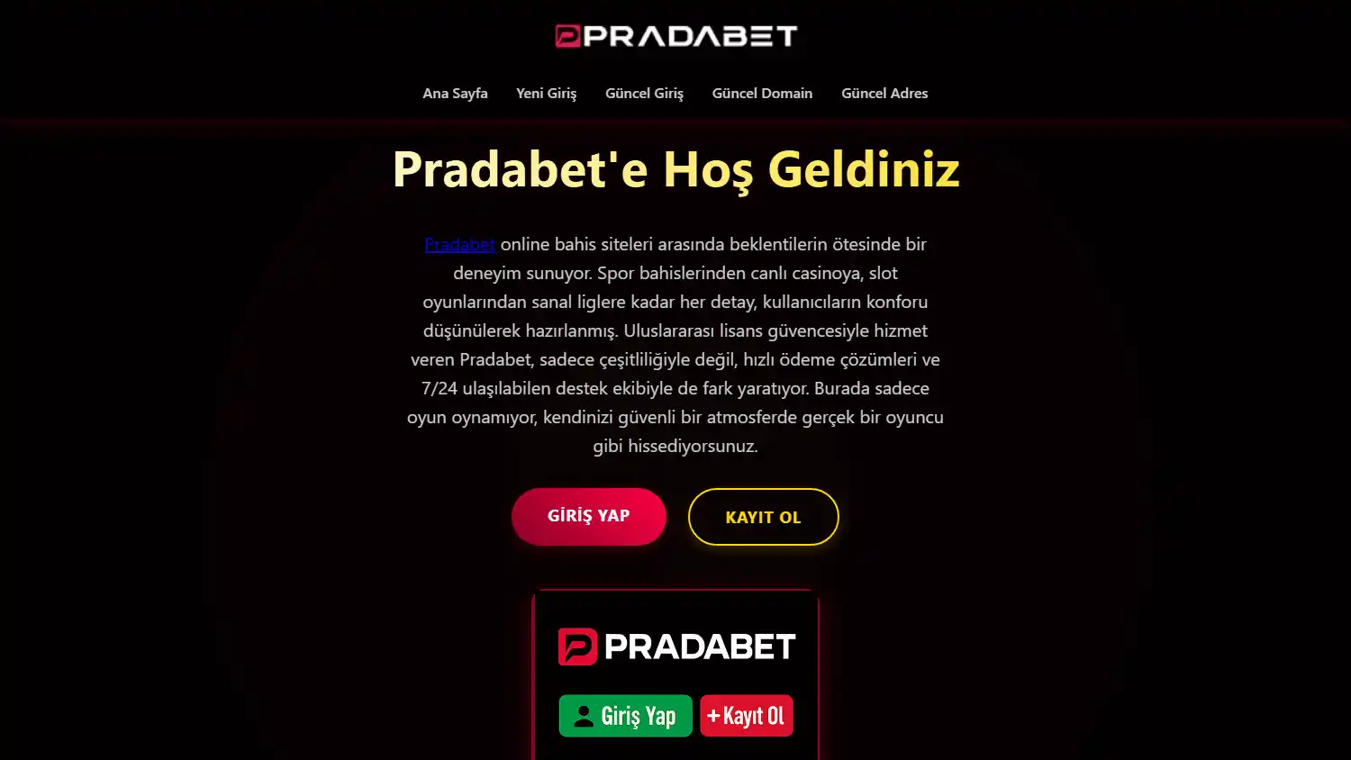Pradabet Casino screenshot 1