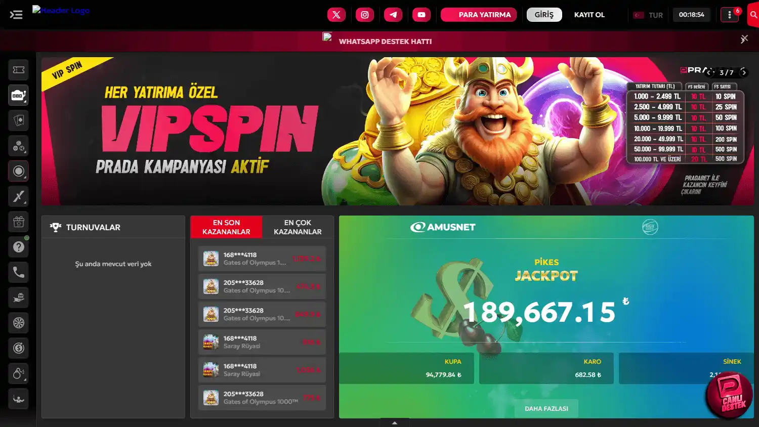 Pradabet Casino screenshot 2