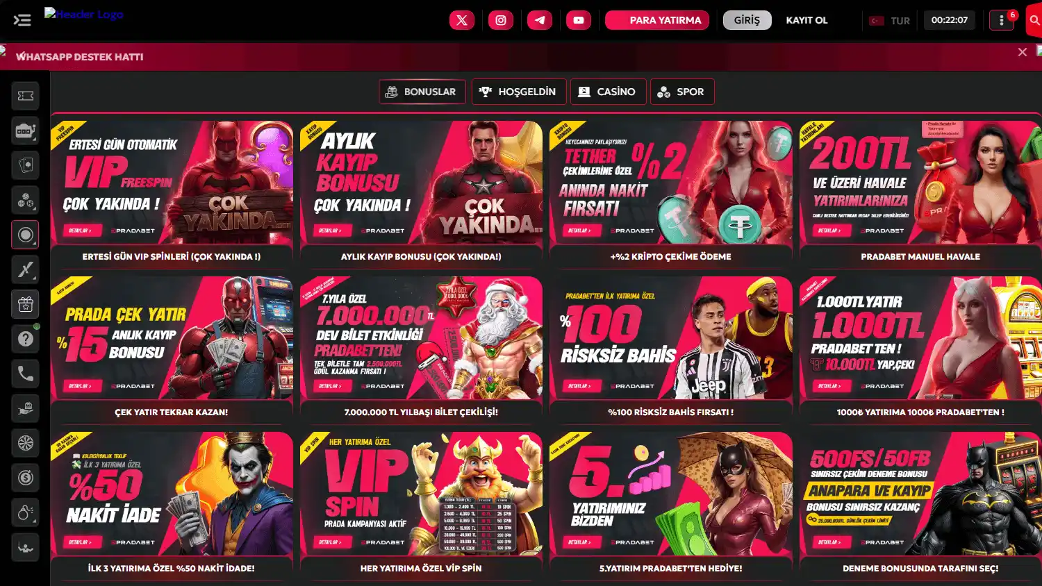 Pradabet Casino screenshot 3