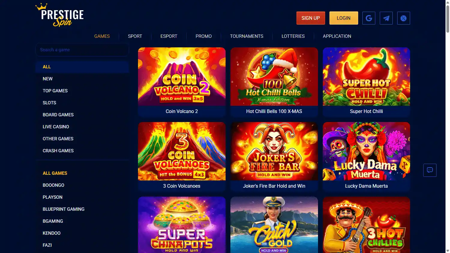 Prestige Spin Casino screenshot 2