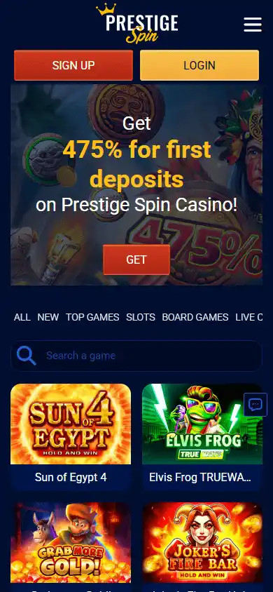 Prestige Spin Casino screenshot 4