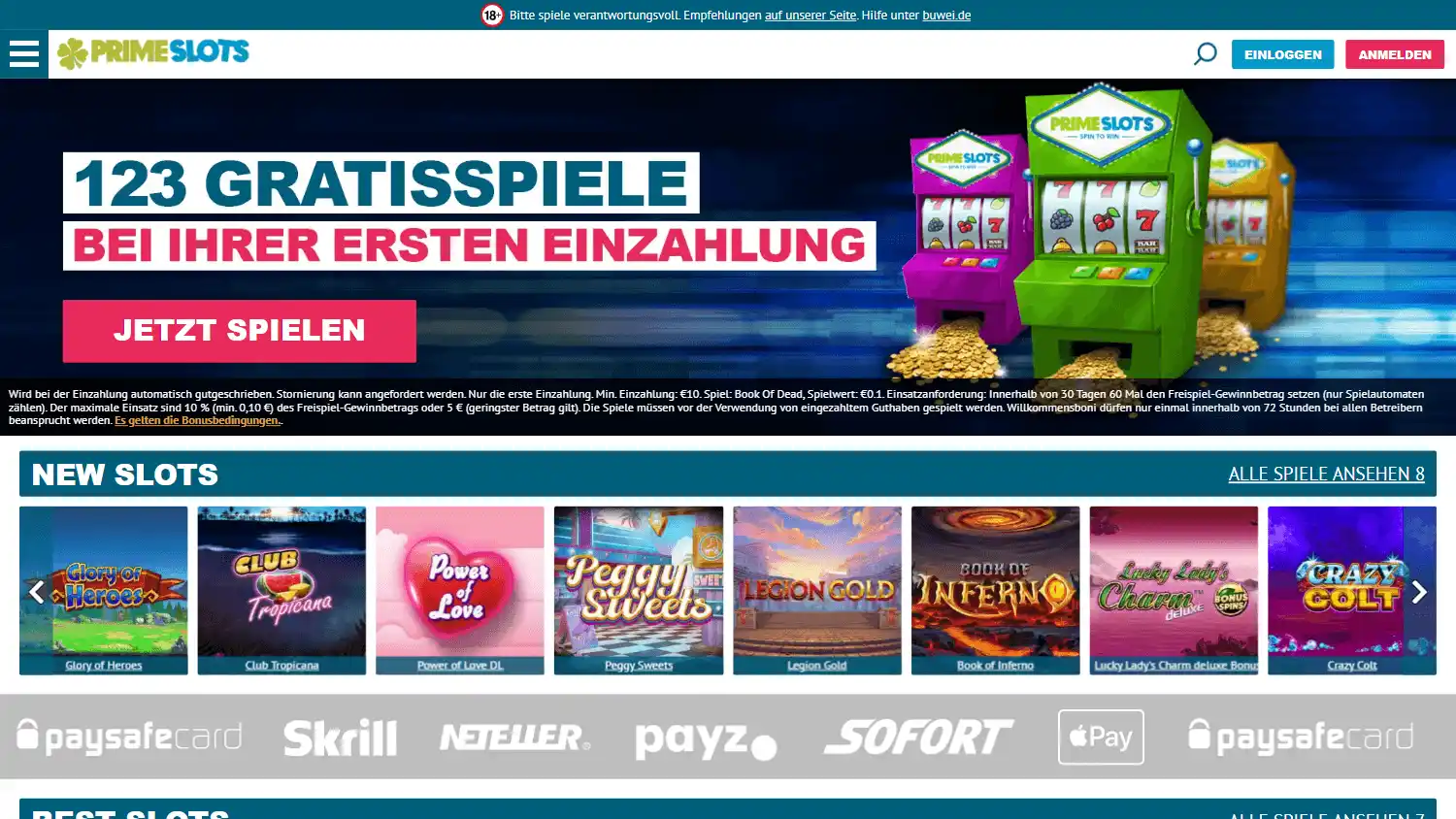 Prime Slots Casino DE screenshot 1