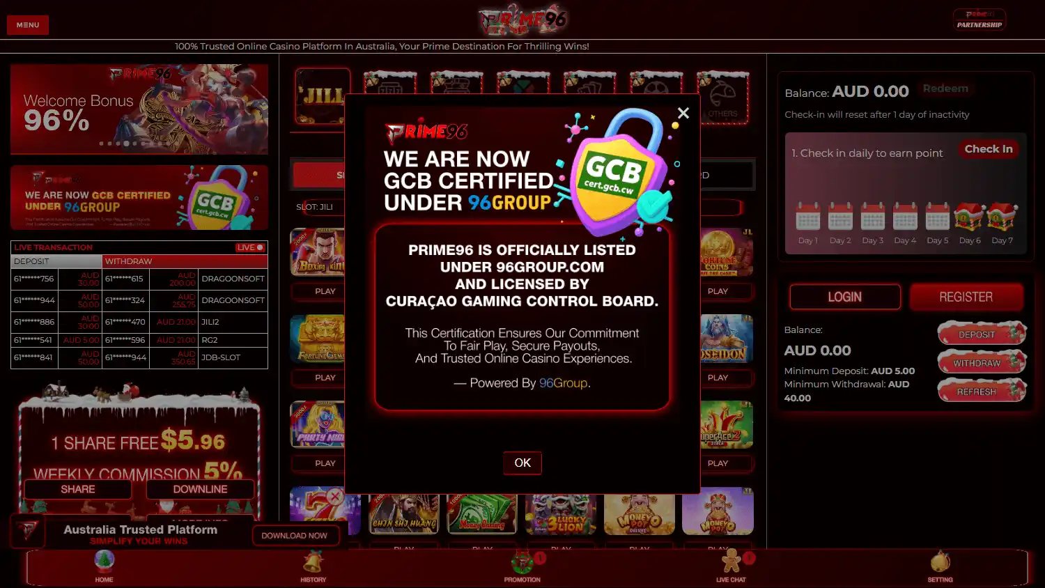 PRIME96 Casino screenshot 1