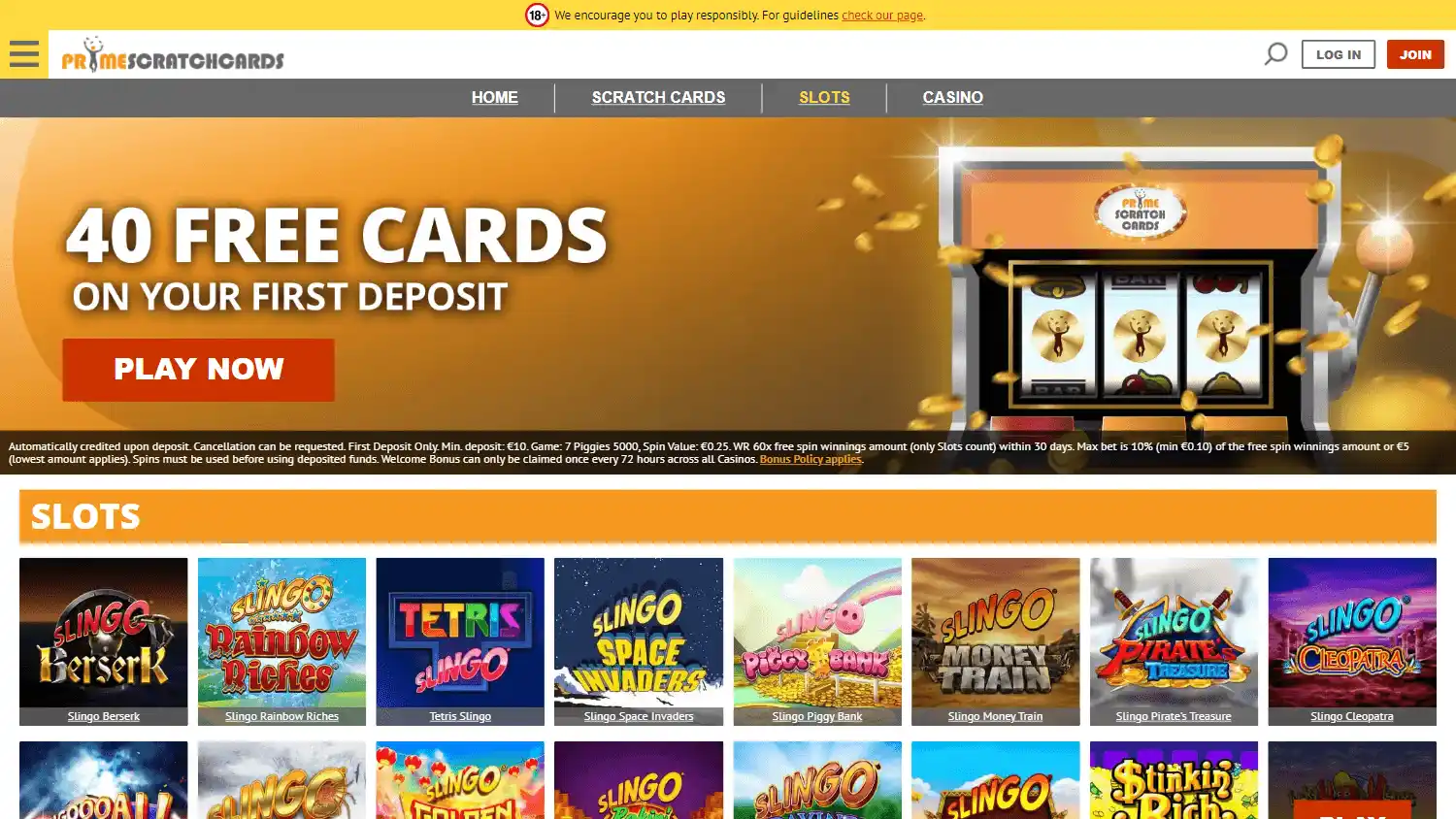 PrimeScratchCards Casino UK screenshot 3