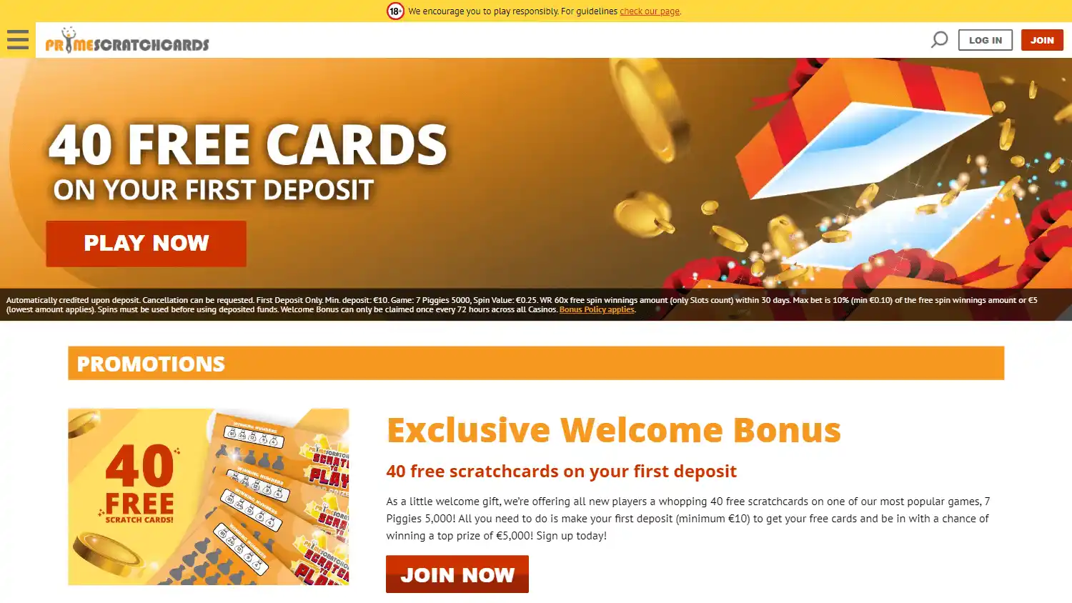 PrimeScratchCards Casino UK screenshot 4