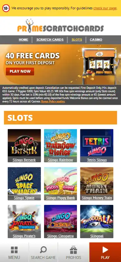 PrimeScratchCards Casino UK screenshot 6