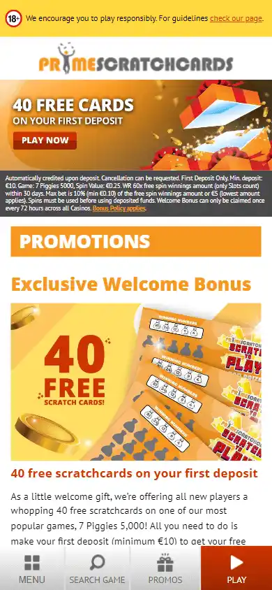 PrimeScratchCards Casino UK screenshot 7