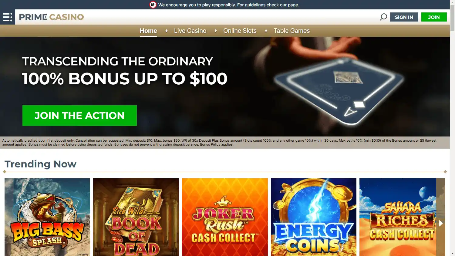 Prime Casino screenshot 1