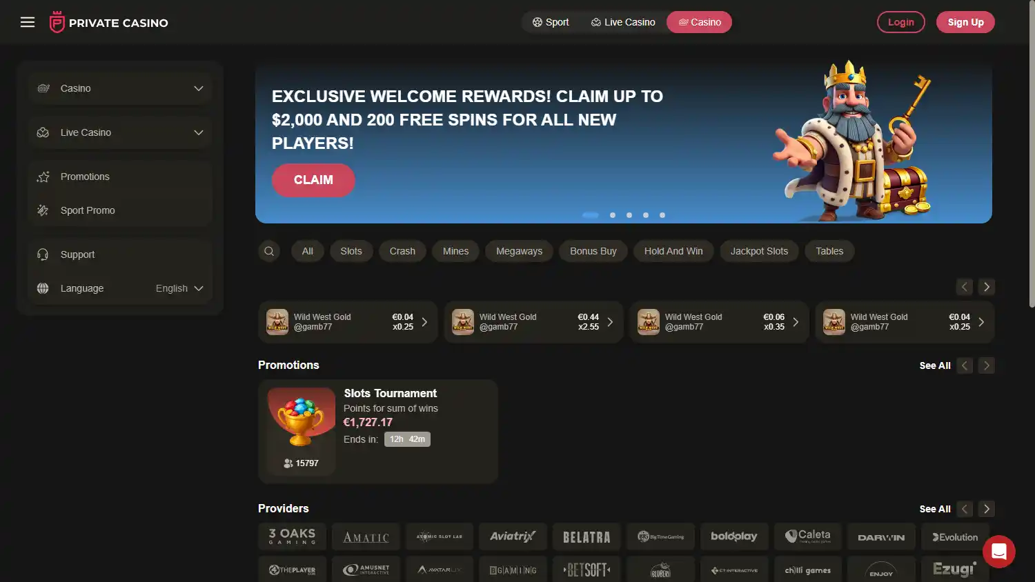 Private Casino screenshot 1
