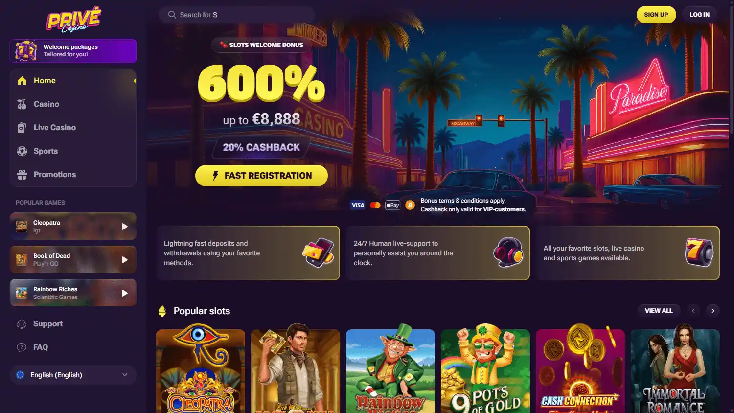 Prive Casino screenshot 1
