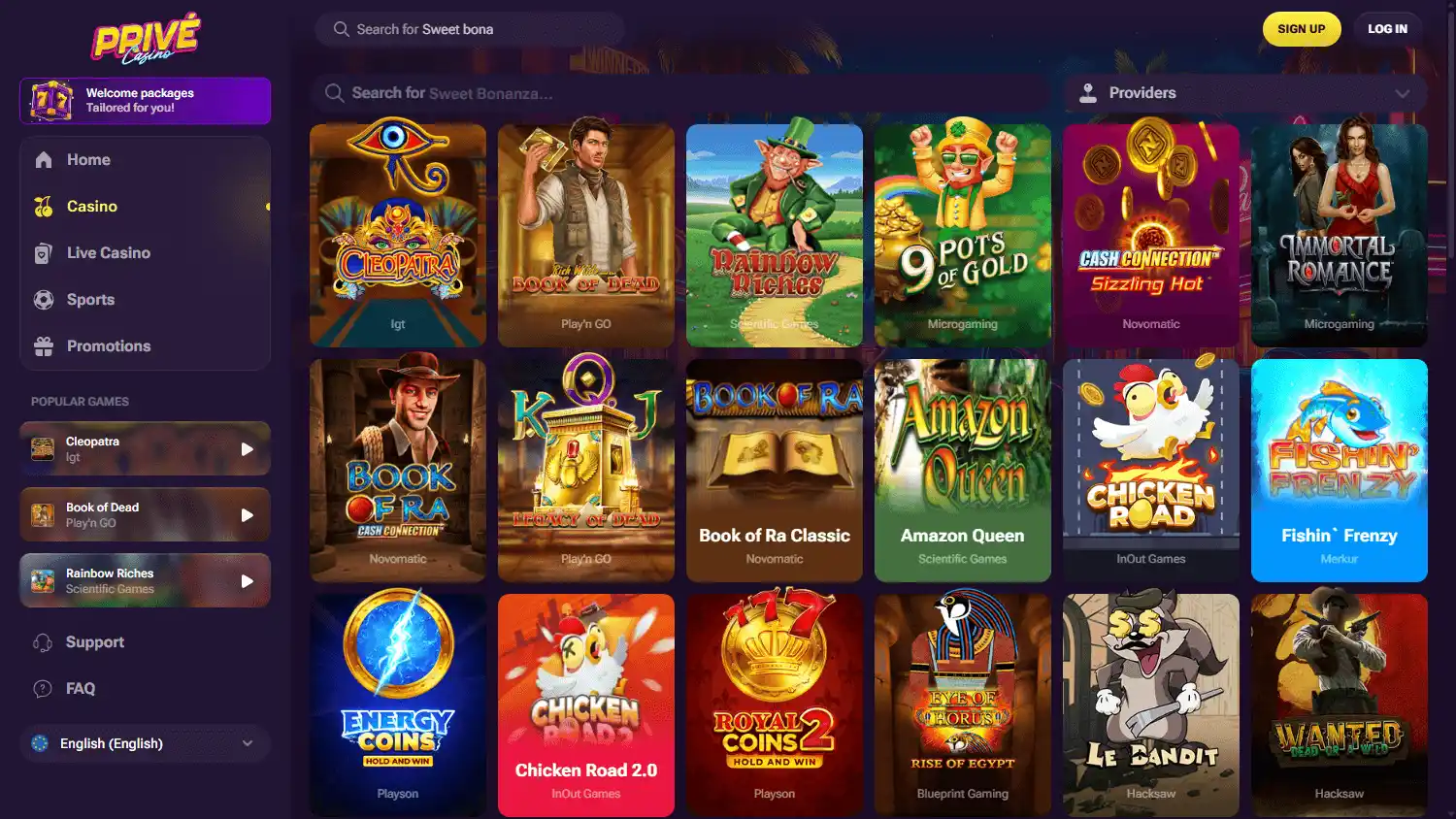 Prive Casino screenshot 2