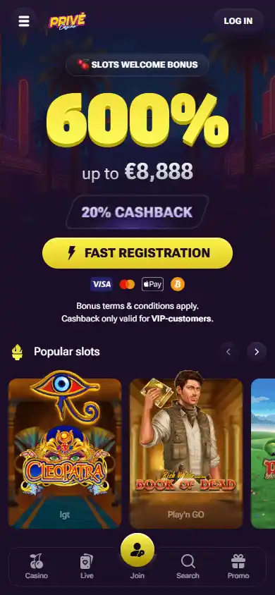 Prive Casino screenshot 4