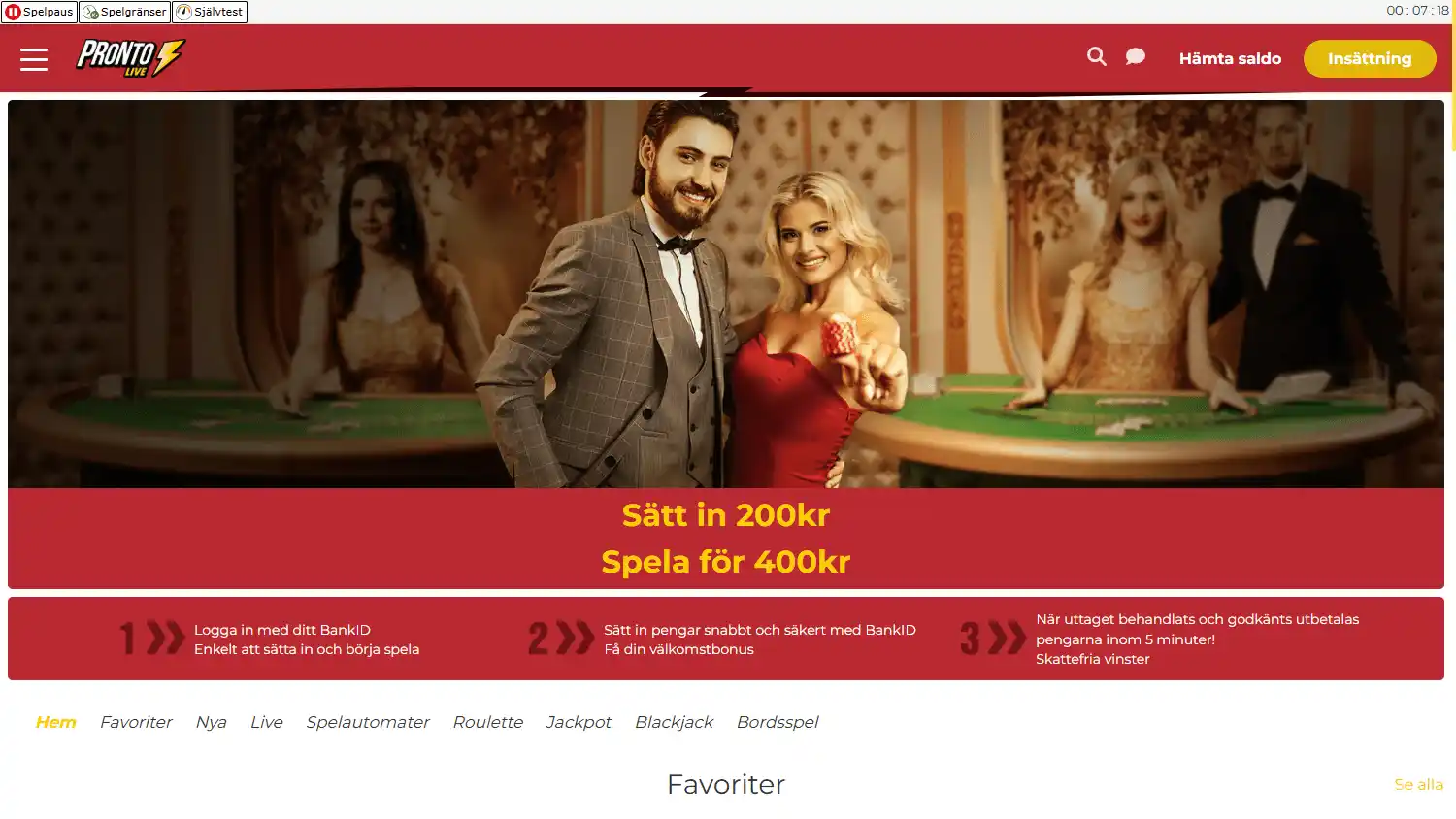 Pronto Live Casino screenshot 1