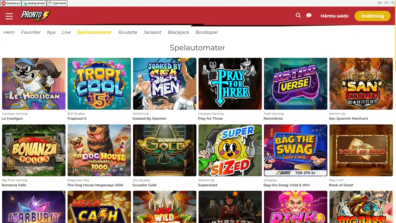 Pronto Live Casino screenshot 2