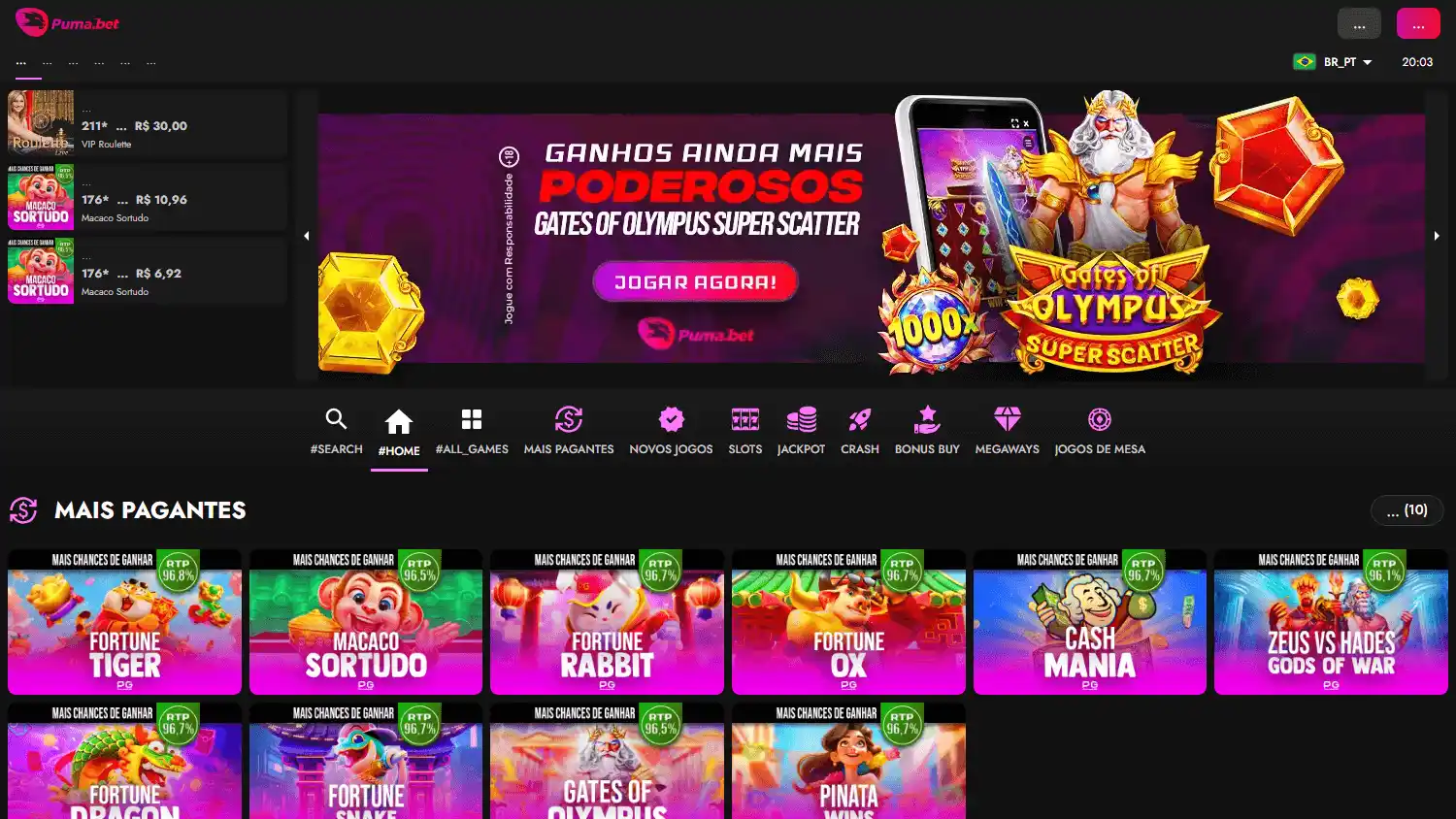 Puma.bet Casino screenshot 1