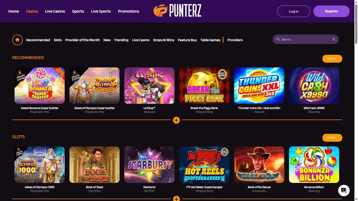 Punterz Casino screenshot 2