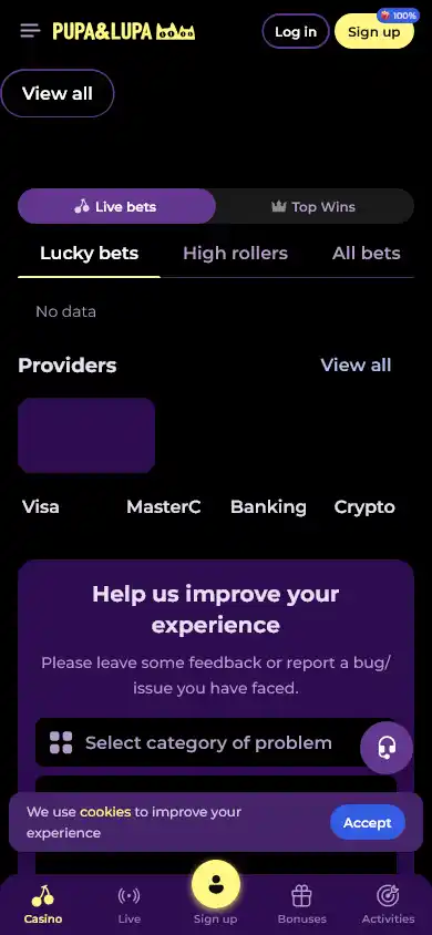Pupa&Lupa Casino screenshot 3