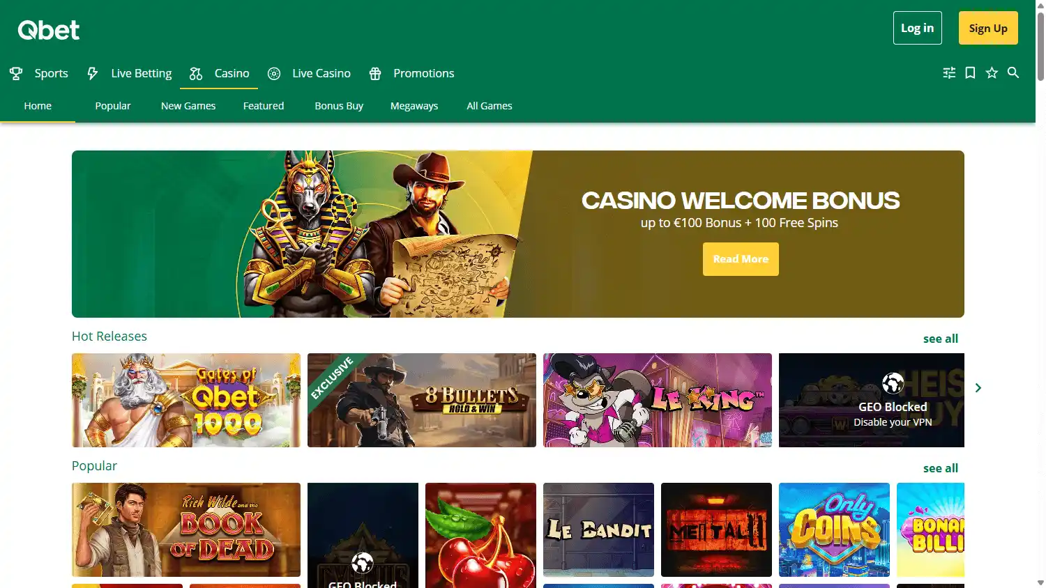 Qbet Casino screenshot 2