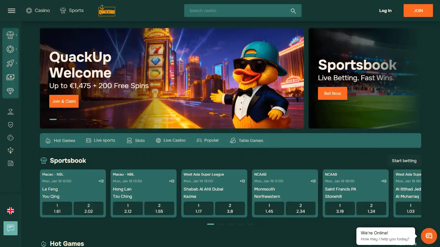 Quacksino Casino screenshot 1