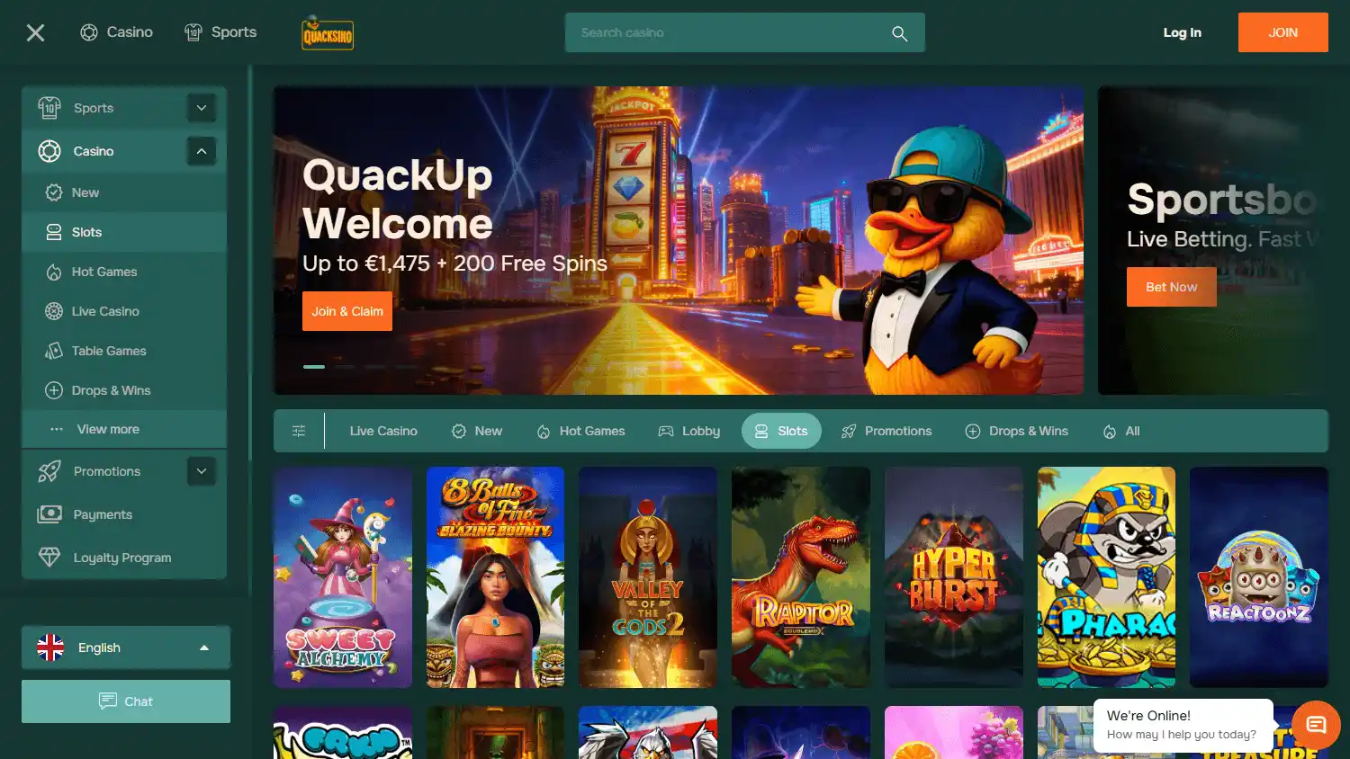 Quacksino Casino screenshot 2