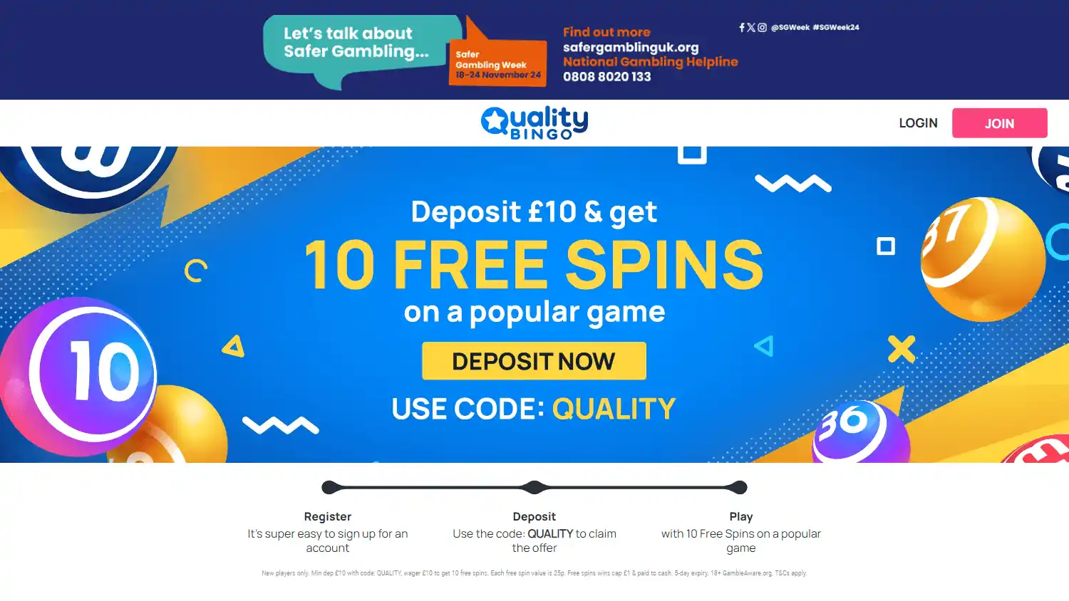 Quality Bingo Casino screenshot 1