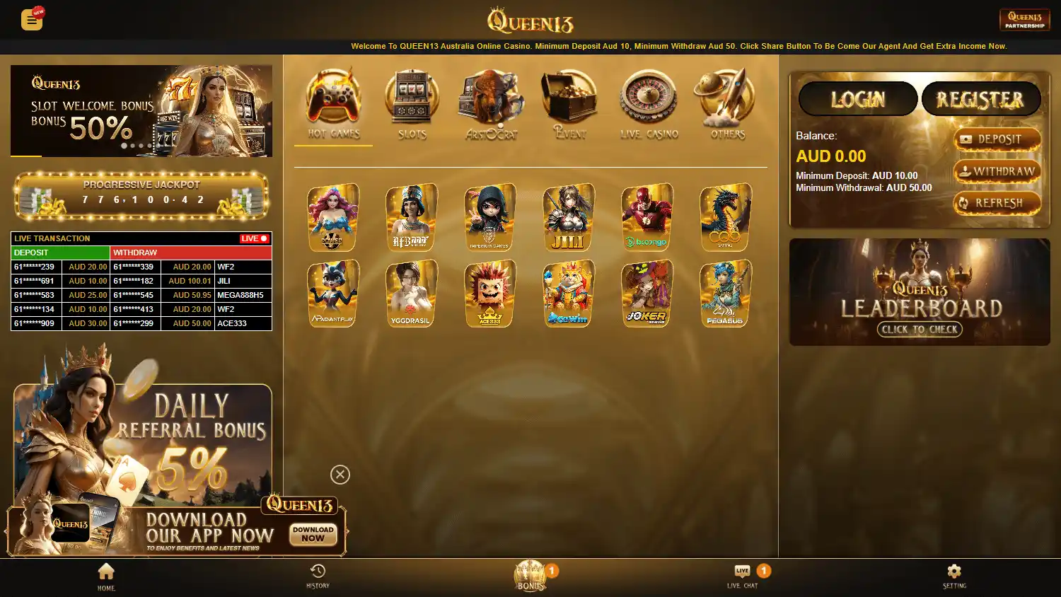 Queen13 Casino screenshot 1