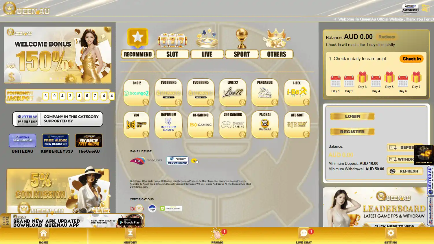 QueenAU Casino screenshot 1